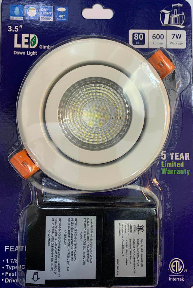 3.5'' LED POT LIGHT 5000K (ADJUSTABLE ANGLE) WITH JUNCTION BOX