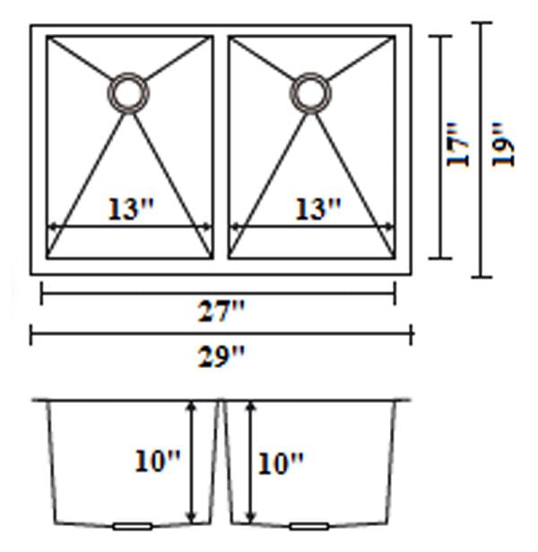 HANDMADE UNDERMOUNT SINK - 29"x19"x10"