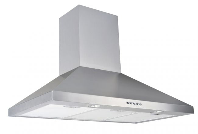 36" STAINLESS STEEL WALL HOOD - 3 SPEEDS - PUSH BUTTON - LED LIGHT - WITH ALUMINUM FILTER - 400 CFM - 7 Sones