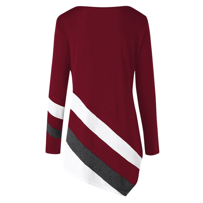 Plus Size Striped Asymmetrical Tunic Top