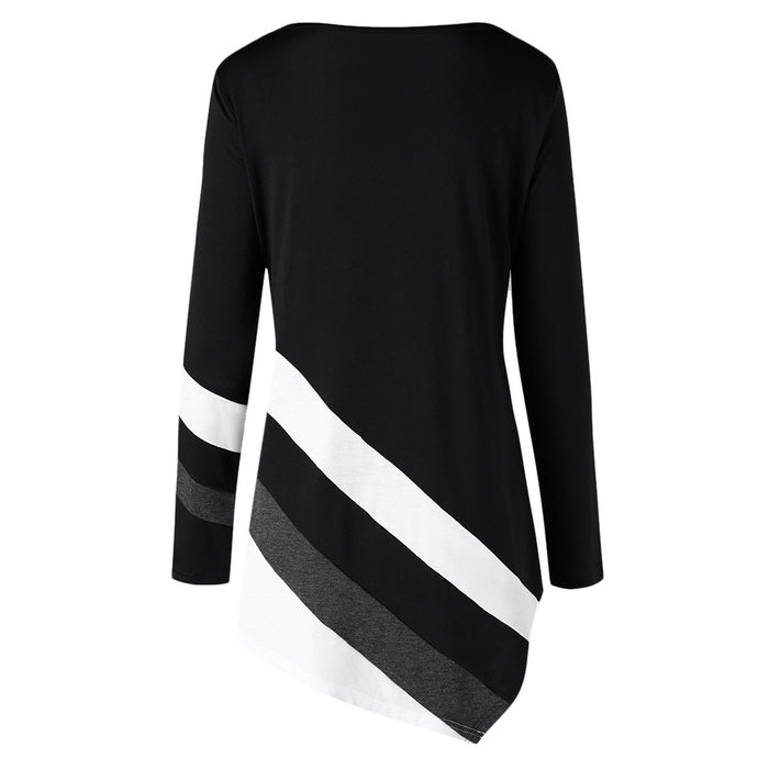 Plus Size Striped Asymmetrical Tunic Top
