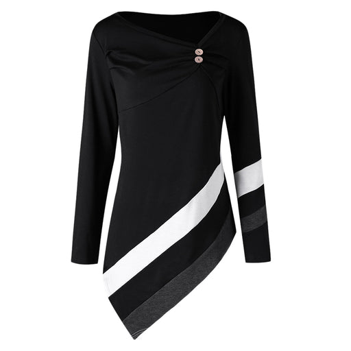 Plus Size Striped Asymmetrical Tunic Top