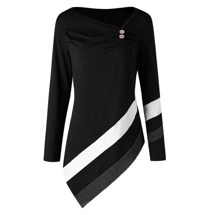 Plus Size Striped Asymmetrical Tunic Top