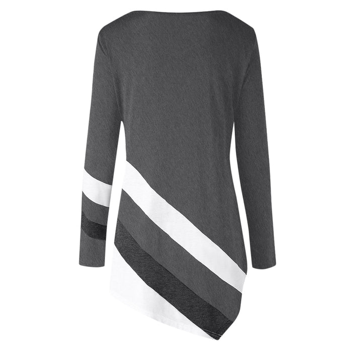 Plus Size Striped Asymmetrical Tunic Top