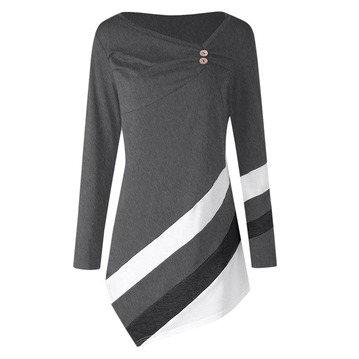 Plus Size Striped Asymmetrical Tunic Top