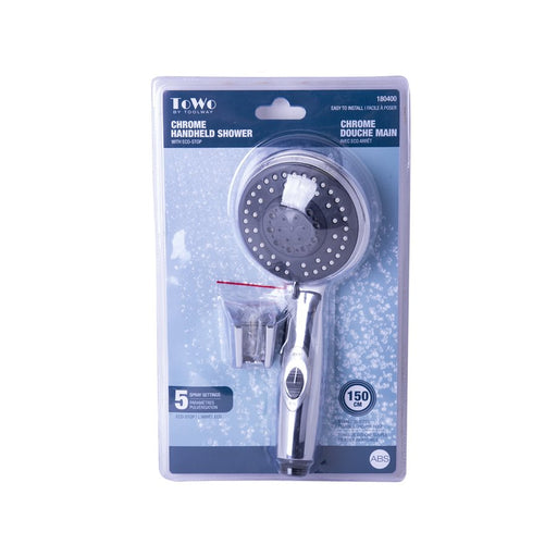 CHROME HANDHELD SHOWER WITH ECO-STOP