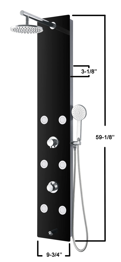 #22930 ST8655 BLACK MIRROED SHOWER PANEL (ROUND)