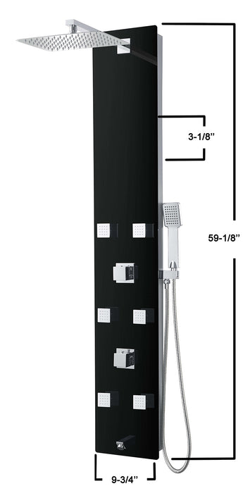 #22931 ST861098 BLACK MIRRORED SHOWER PANEL (SQUARE)