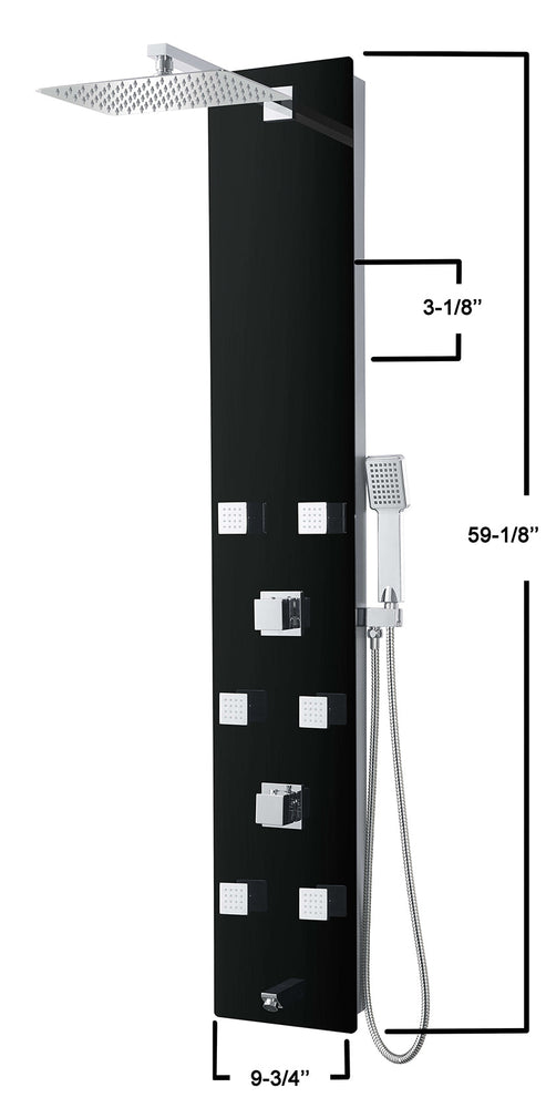 #22931 ST861098 BLACK MIRRORED SHOWER PANEL (SQUARE)