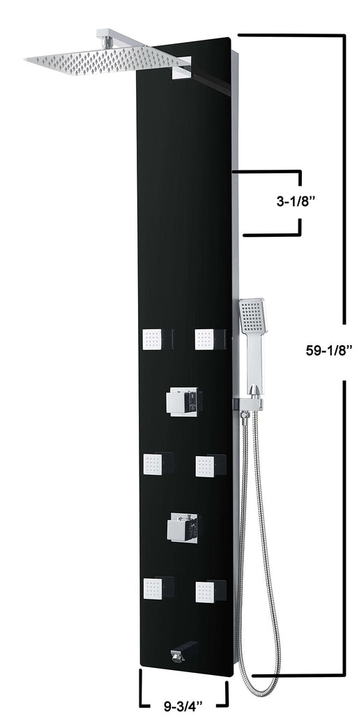 #22931 ST861098 BLACK MIRRORED SHOWER PANEL (SQUARE)