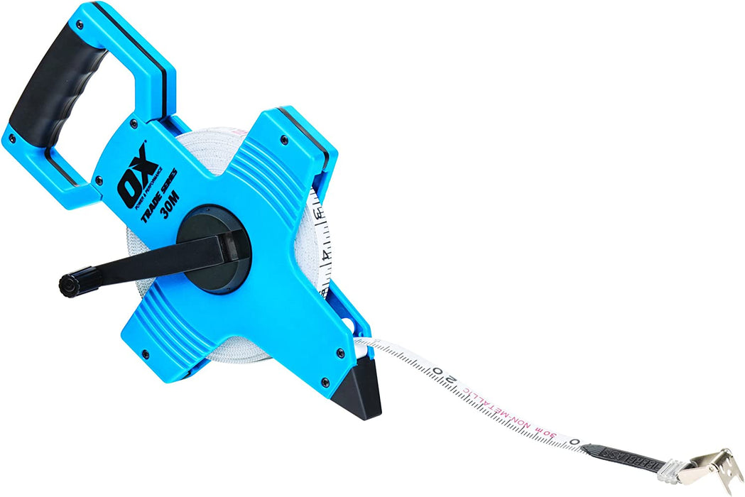 OX OPEN REEL FIBREGLASS MEASURING TAPE 30M/100FT