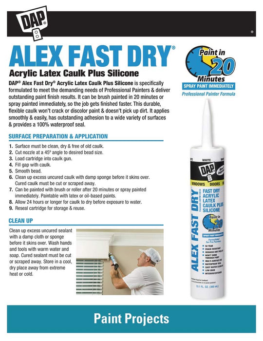 Dap 18128 Alex Plus Acrylic Latex Caulk Plus Silicone, 10.1-Ounce
