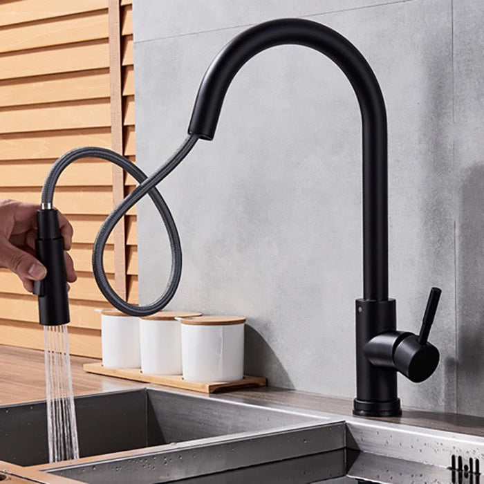 Quality Black Sink Faucet steel mixer faucet  with pull out Sprayer