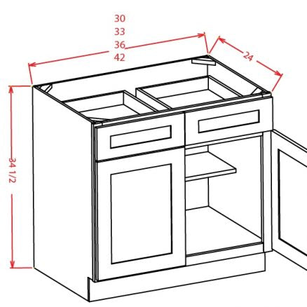 Shaker White - Double Door Double Drawer Bases