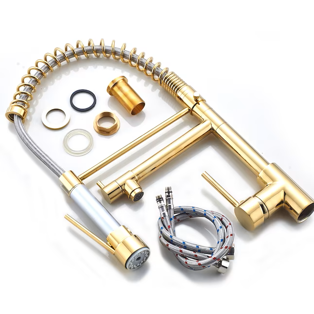 Quality Rose Gold and White Kitchen Faucet with Pull Down Sprayer