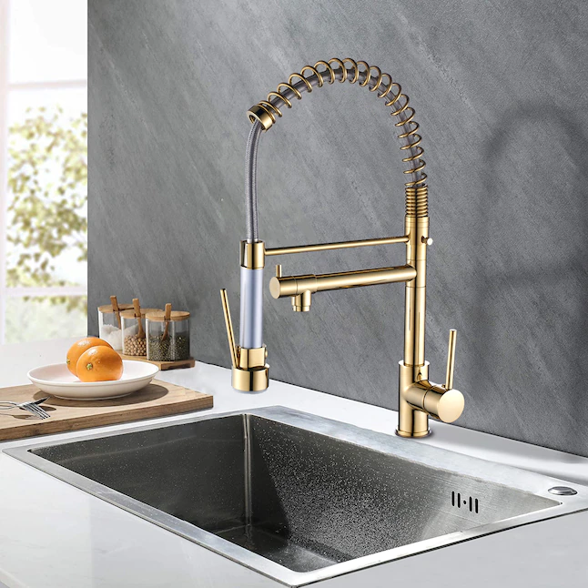 Quality Rose Gold and White Kitchen Faucet with Pull Down Sprayer