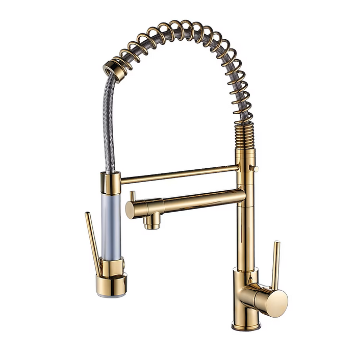 Quality Rose Gold and White Kitchen Faucet with Pull Down Sprayer