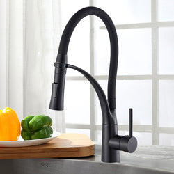 Lina Faucets Pull Out Spray Nozzle Kitchen Sink Taps - Versatile Functionality in Matte Black