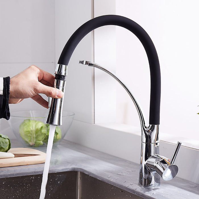 Lina Faucets Pull Out Spray Nozzle Kitchen Sink Taps - Versatile Functionality in Matte Black