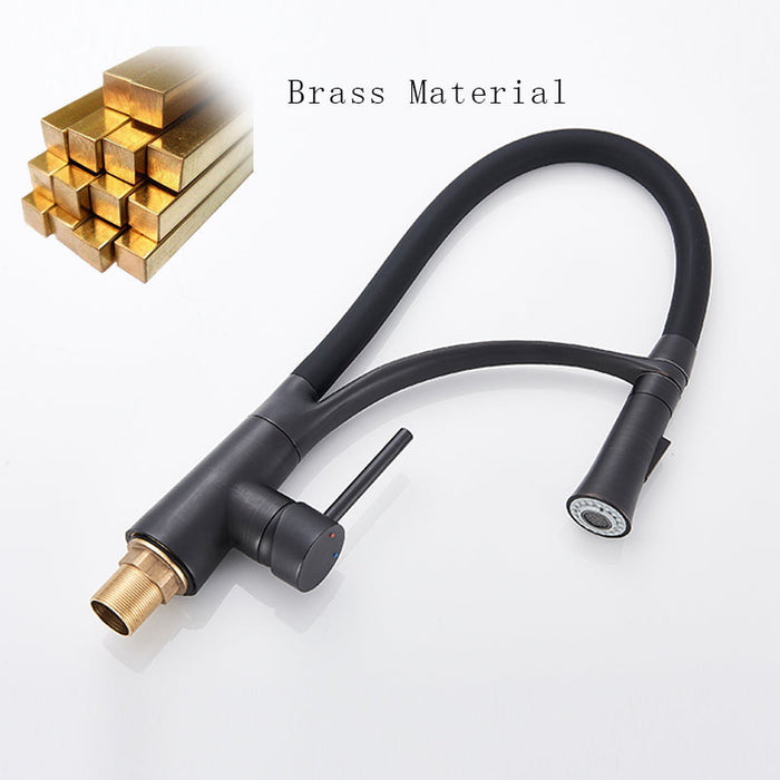 Lina Faucets Pull Out Spray Nozzle Kitchen Sink Taps - Versatile Functionality in Matte Black