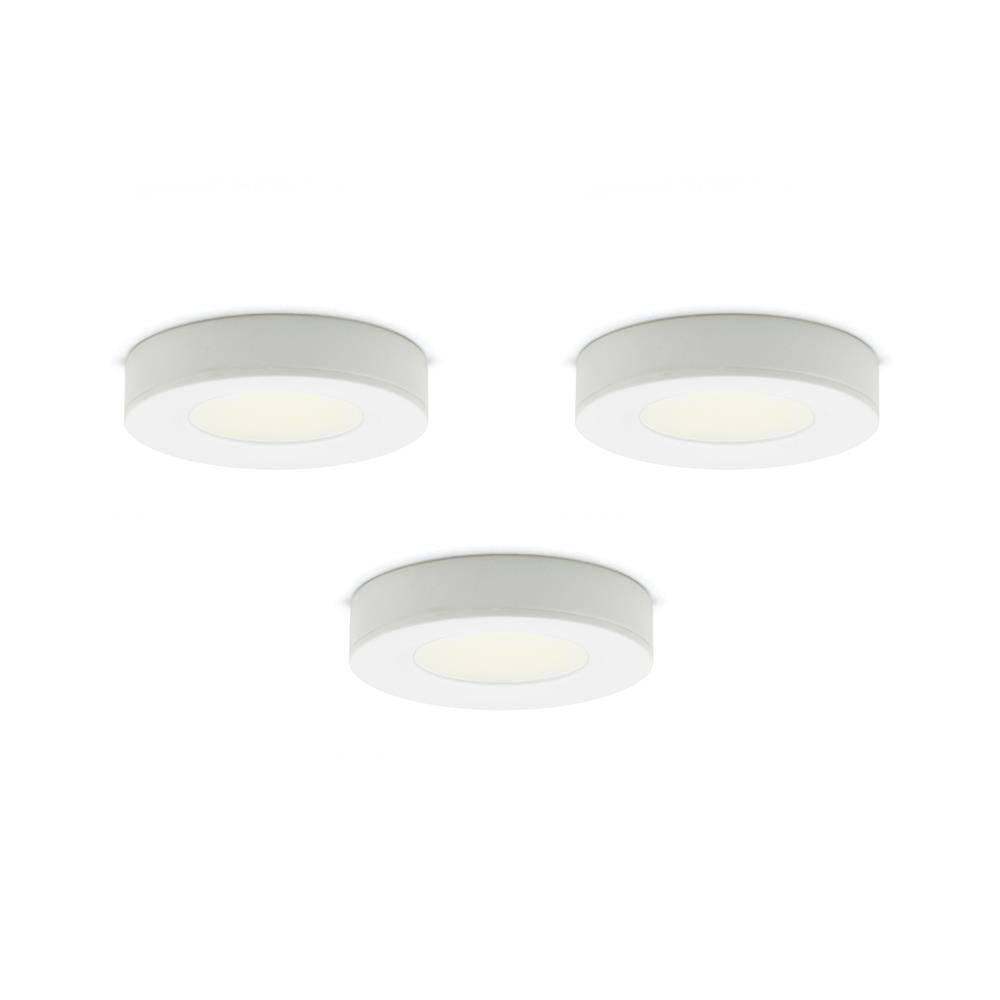 Dals Lighting K3LEDRDP18-WH Kit of 3x 1,4W LED 2 in 1 plastic puck lights with plug-in driver - White