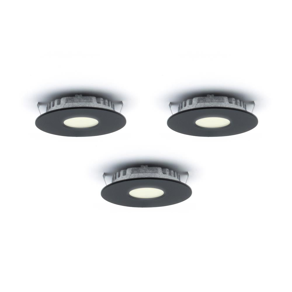 Dals Lighting K4001-BK Kit of 3 LED Superpuck Recess, 1.6W, 3000k, 168 Lumens - BK