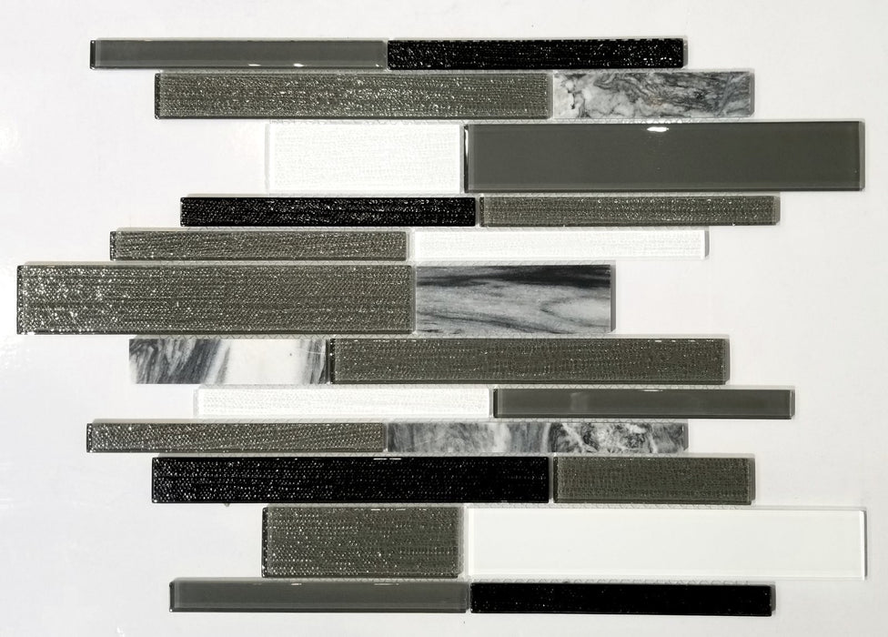 Random Strip Dark Grey Kitchen Backsplash Tiles