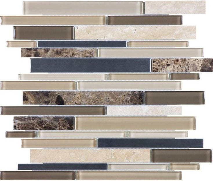 Random Strip Espresso Kitchen Backsplash Tiles