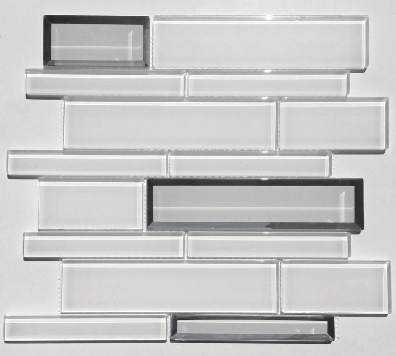 Random Strip White + Mirror Kitchen Backsplash Tiles