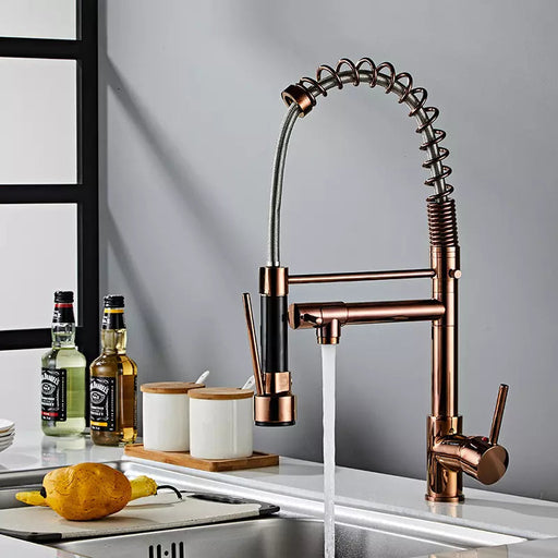 Quality Rose Gold Kitchen Faucet with Pull Down Sprayer
