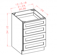 Shaker Espresso - Four Drawer Base