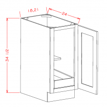 Shaker Espresso - Full Height Single Door Single Rollout Shelf Bases - SE-B18FH1RS, SE-B21FH1RS