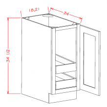 Shaker Espresso - Full Height Single Door Double Rollout Shelf Bases, SE-B18FH2RS, SE-B21FH2RS