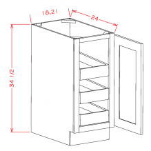 Grey Shaker - Full Height Single Door Triple Rollout Shelf Bases, GS-B18FH3RS, GS-B21FH3RS