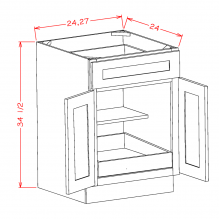 York Antique White - Double Door Single Rollout Shelf Bases