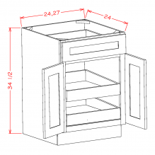 Torrance White - Double Door Double Rollout Shelf Bases