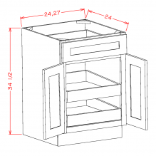 York Antique White - Double Door Double Rollout Shelf Bases