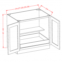 Grey Shaker - Full Height Double Door Single Rollout Shelf Bases