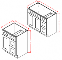 York Antique White - Vanity Combo Bases-Drawers Right, YAW-V3021DR, YAW-V3621DR