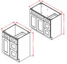 Torrance White - Vanity Combo Bases-Drawers Right, TW-V3021DR, TW-V3621DR
