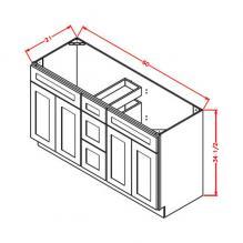 Shaker Dove - Vanity Double Sink Base, SD-VSDB60