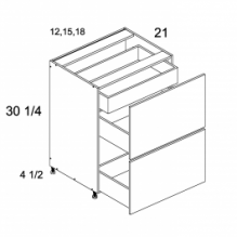 Two Drawer with One Inner Drawer Vanity Base