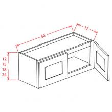 White Shaker - 30"Bridge Cabinets WALL CABINET 2 Doors