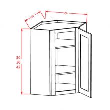 White Shaker - Open Frame Diagonal Corner Wall Cabinets