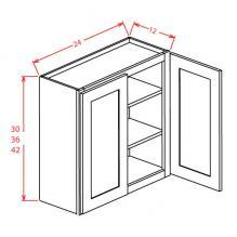 Grey Shaker - Open Frame Wall Cabinets-Double Door