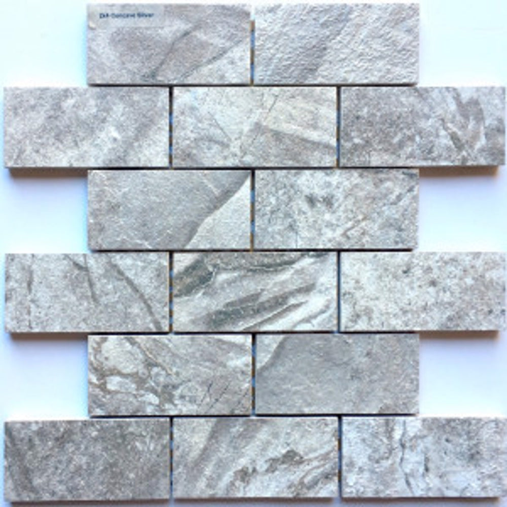Concave Silver Matte Tru-Stone Mosaic Porcelain Tile 2x4 $5.56 /sq.ft