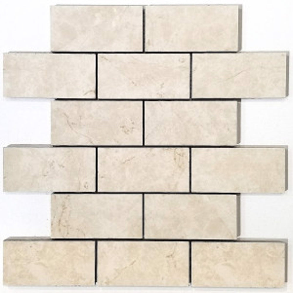 Crema Luna Tru-Stone Mosaic Porcelain Tile (2"x4") $4.05 /sq.ft