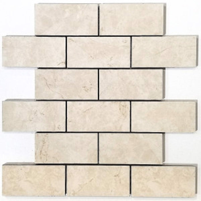 Crema Luna Tru-Stone Mosaic Porcelain Tile (2"x4") $4.05 /sq.ft