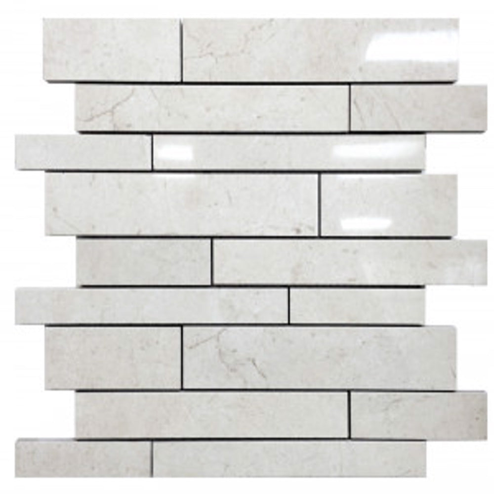 Crema Luna Polished Random Strips Mosaic Porcelain Tile (12"x13") $3.49 /sq.ft