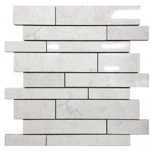 Crema Luna Polished Random Strips Mosaic Porcelain Tile (12"x13") $3.49 /sq.ft